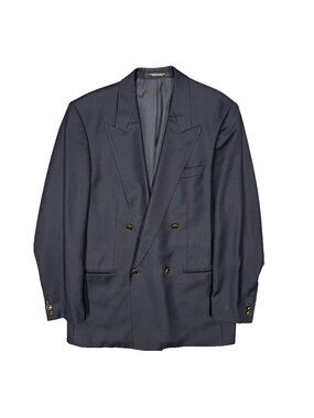 Baumler Double Breasted Blazer Vitale Barberis Canonico Wool Sport Coat Blue 40L